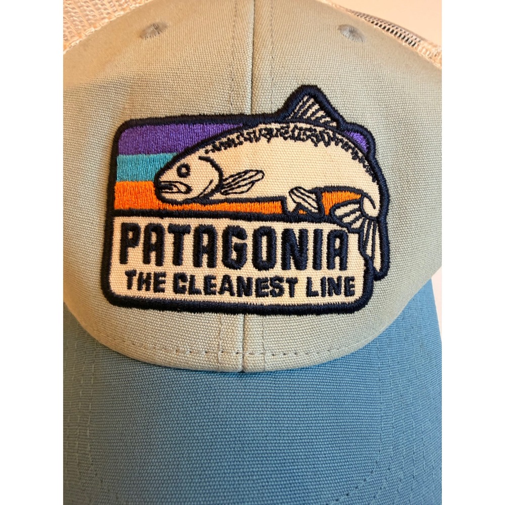 Patagonia The Cleanest Line Fish LoPro Trucker Hat Tubular Blue Fly Fishing